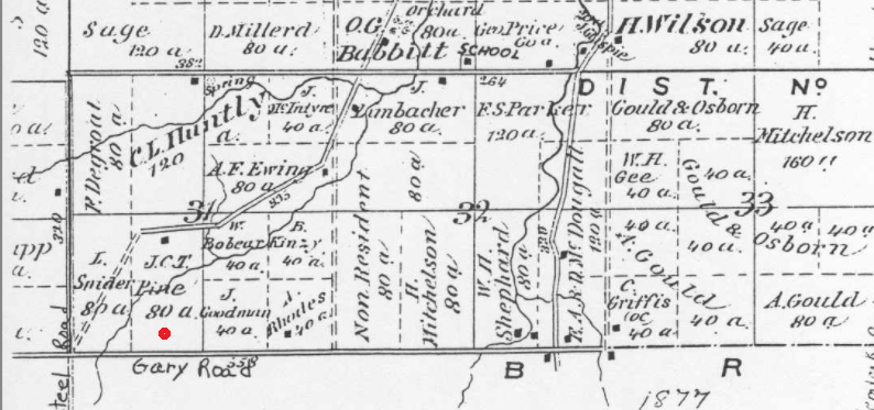 Map with location of Calvin Pine farm in Brant Township